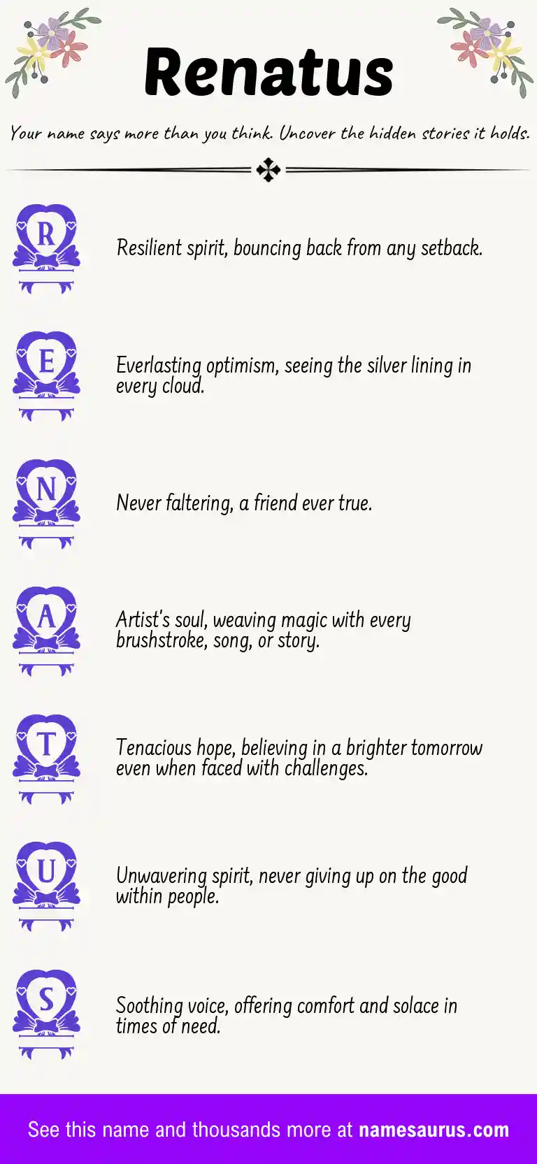 Acrostic poem about Renatus.