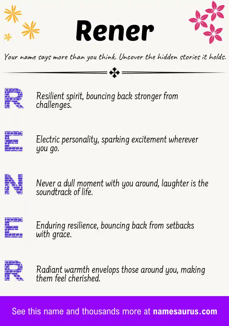 Acrostic poem about Rener.