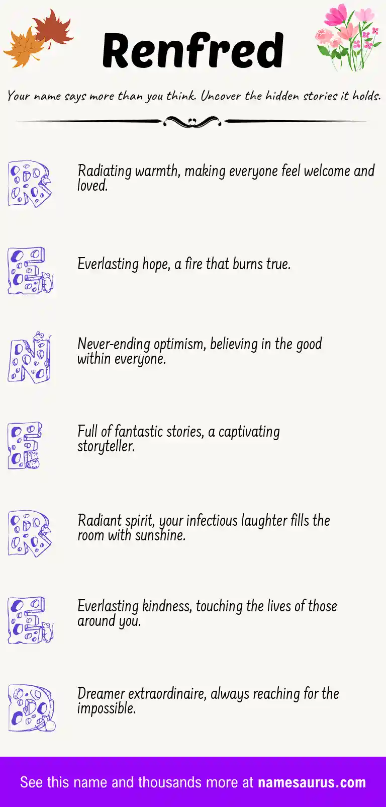 Acrostic poem about Renfred.