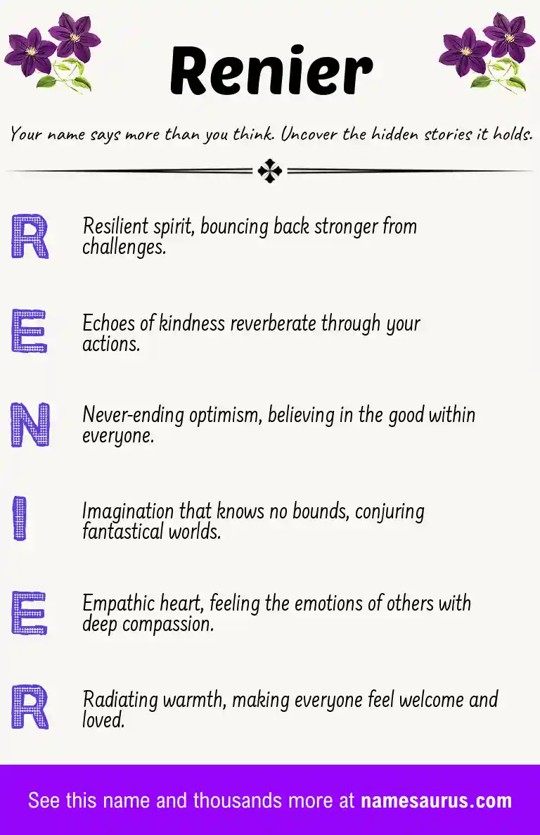 Acrostic poem about Renier.