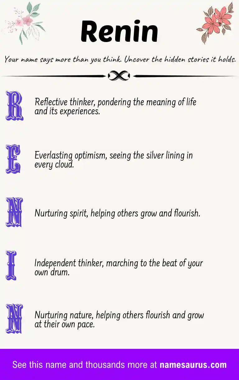 Acrostic poem about Renin.