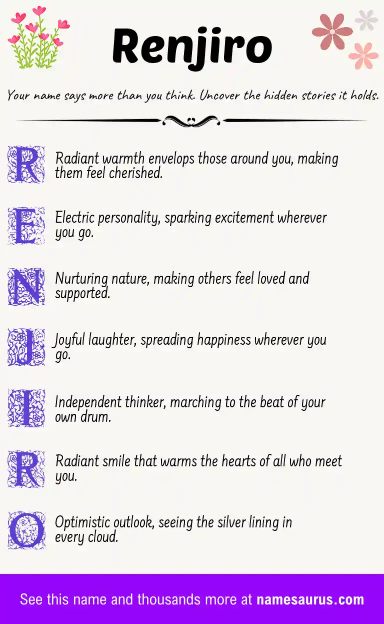 Acrostic poem about Renjiro.