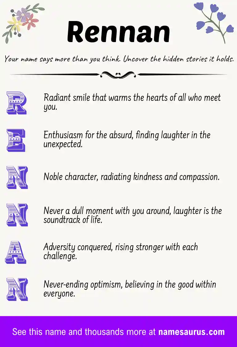 Acrostic poem about Rennan.
