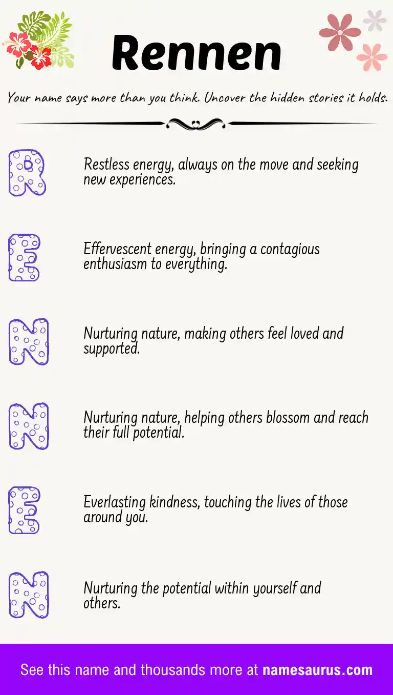 Acrostic poem about Rennen.