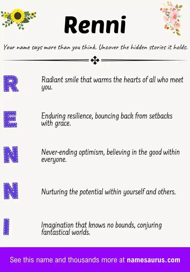 Acrostic poem about Renni.