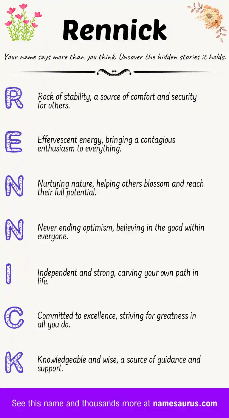 Acrostic poem about Rennick.