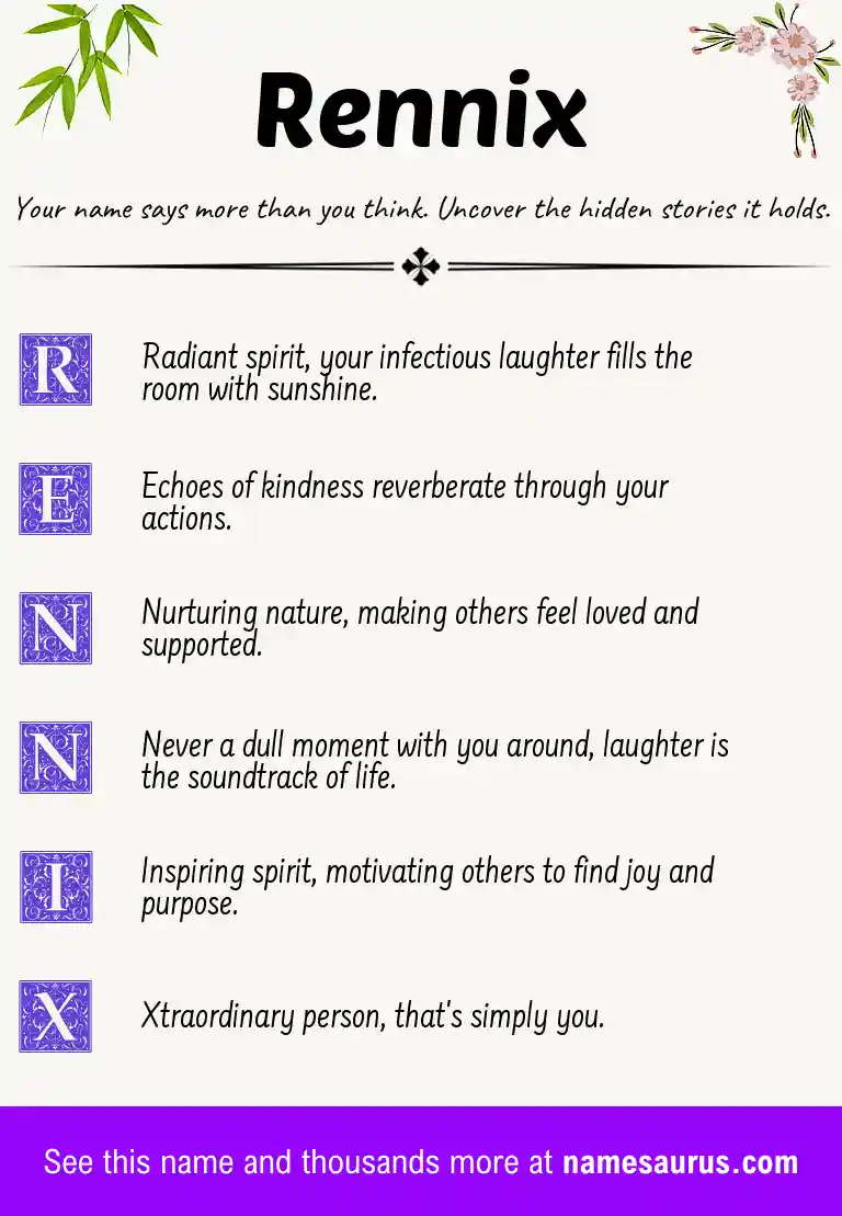 Acrostic poem about Rennix.