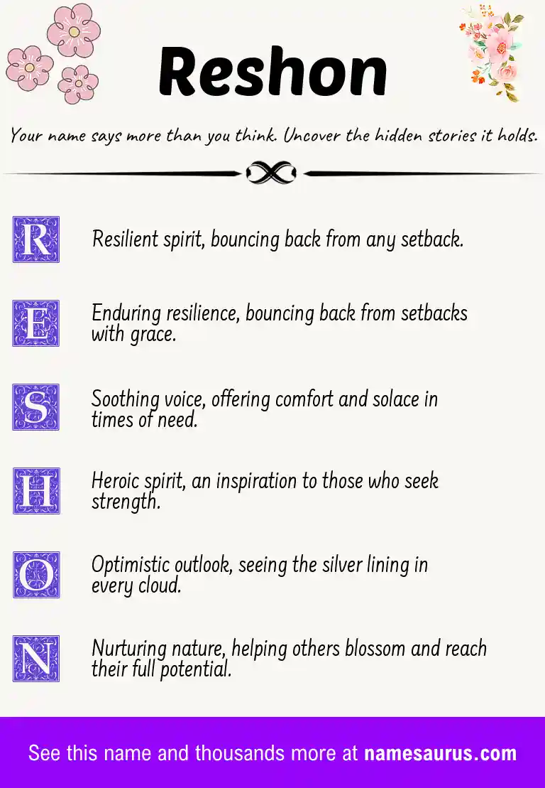 Acrostic poem about Reshon.