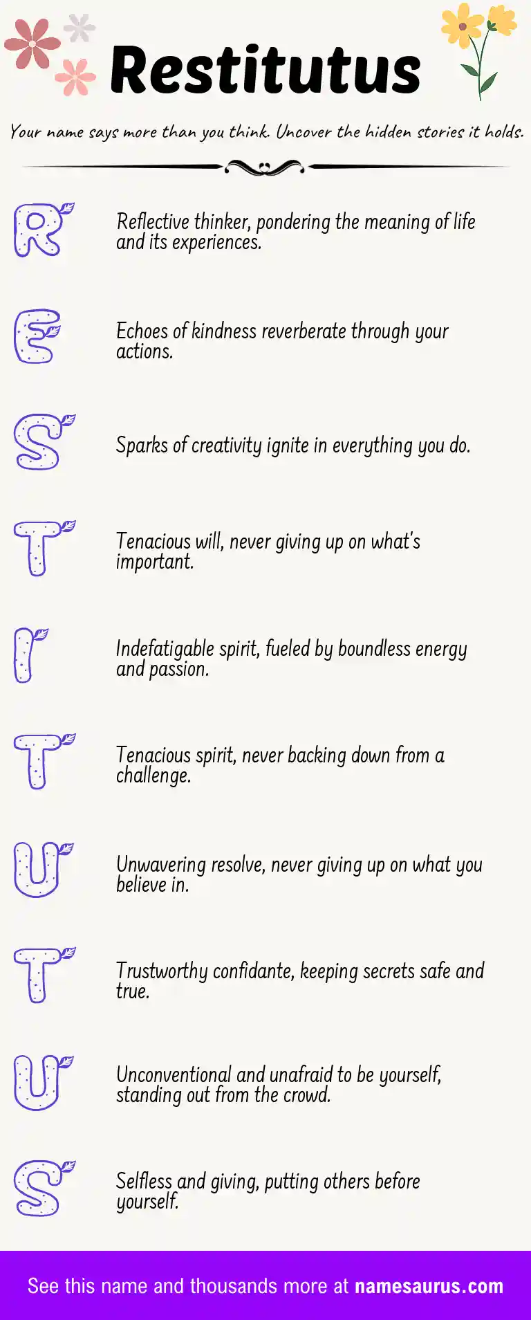 Acrostic poem about Restitutus.