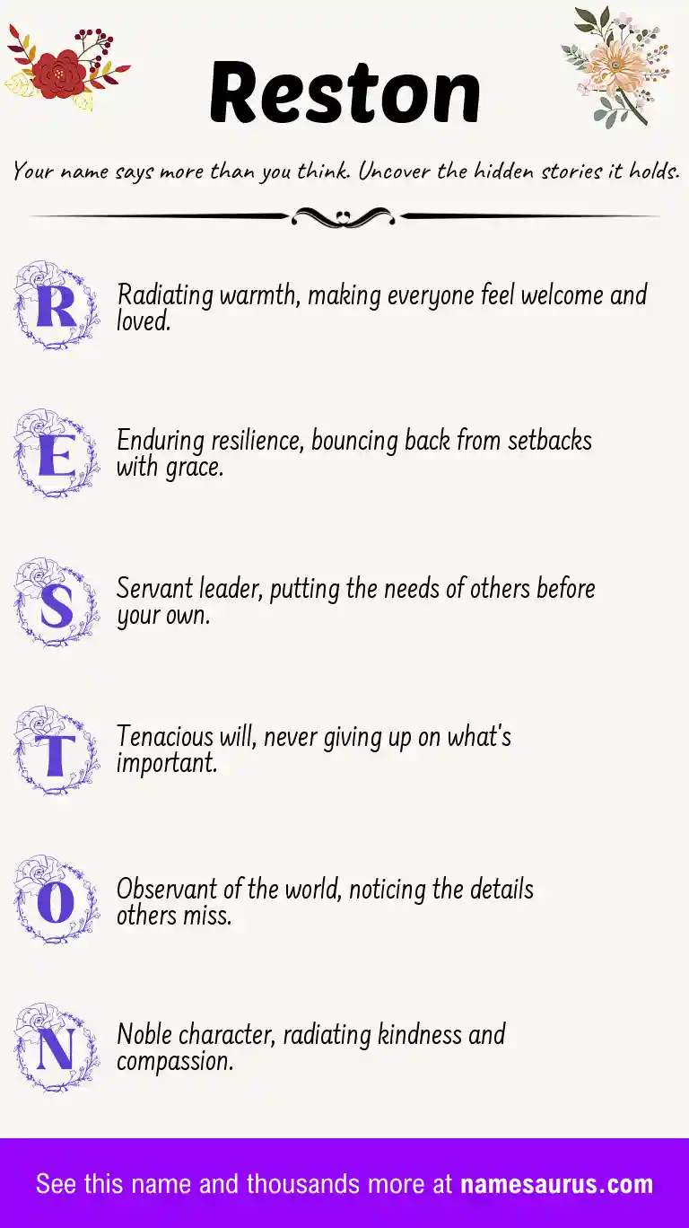 Acrostic poem about Reston.