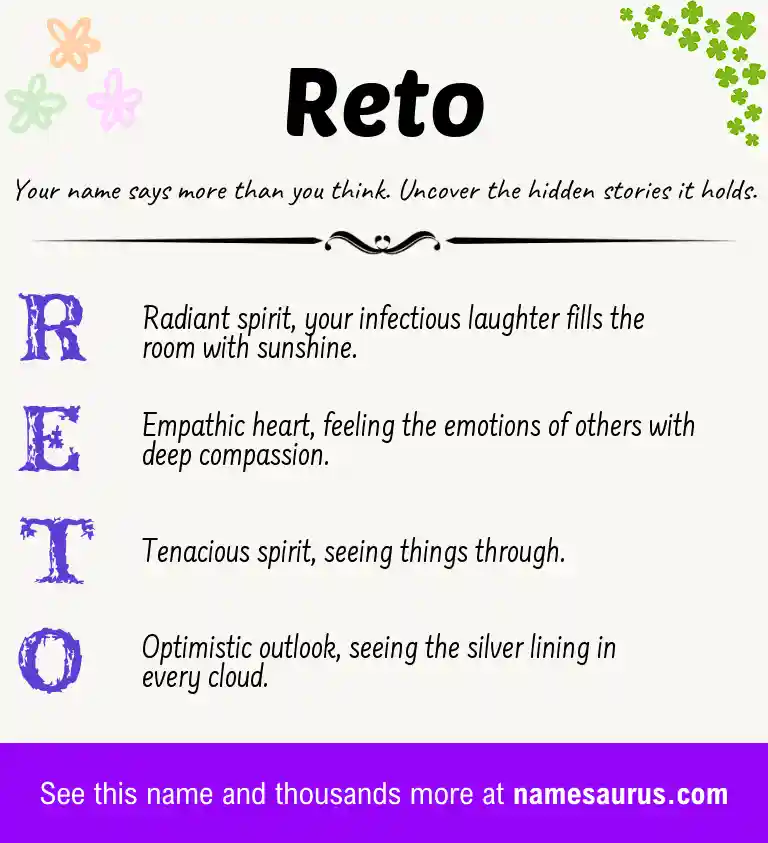 Acrostic poem about Reto.