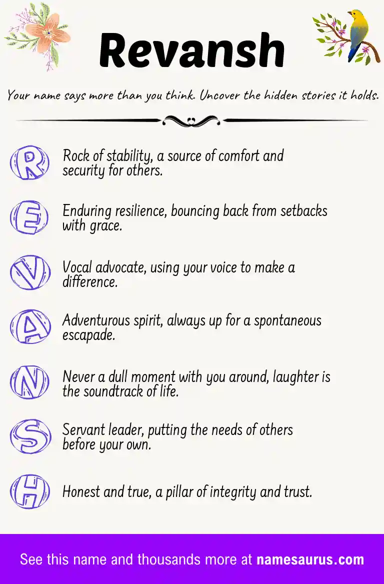 Acrostic poem about Revansh.