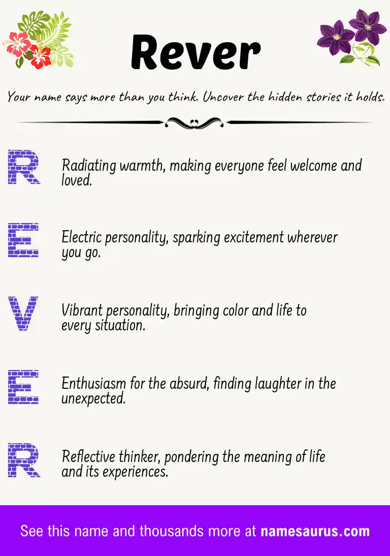 Acrostic poem about Rever.