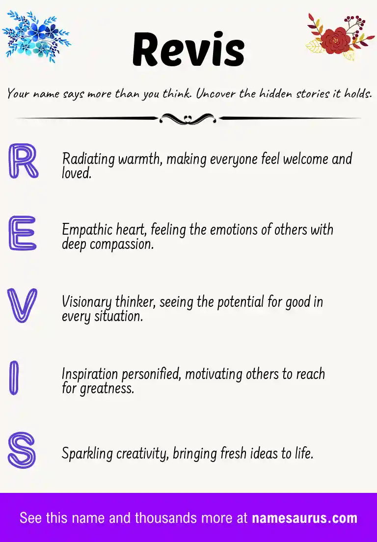 Acrostic poem about Revis.