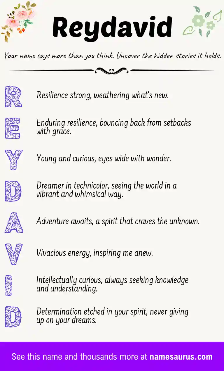 Acrostic poem about Reydavid.