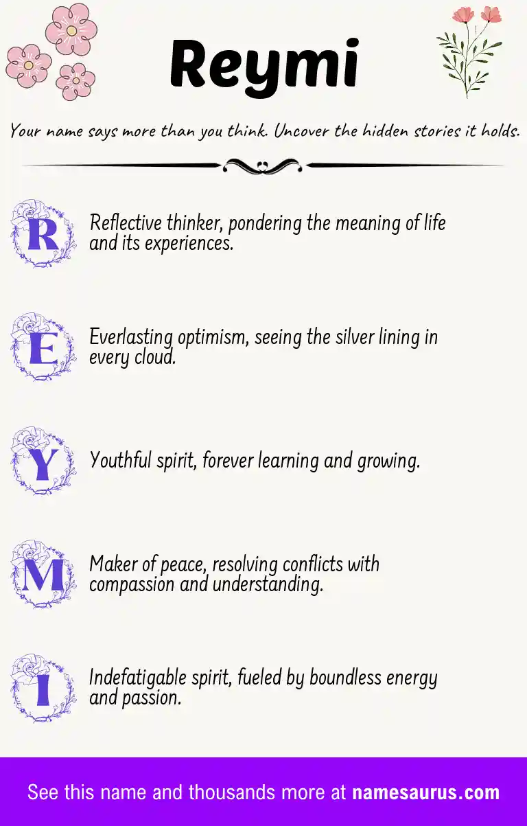 Acrostic poem about Reymi.