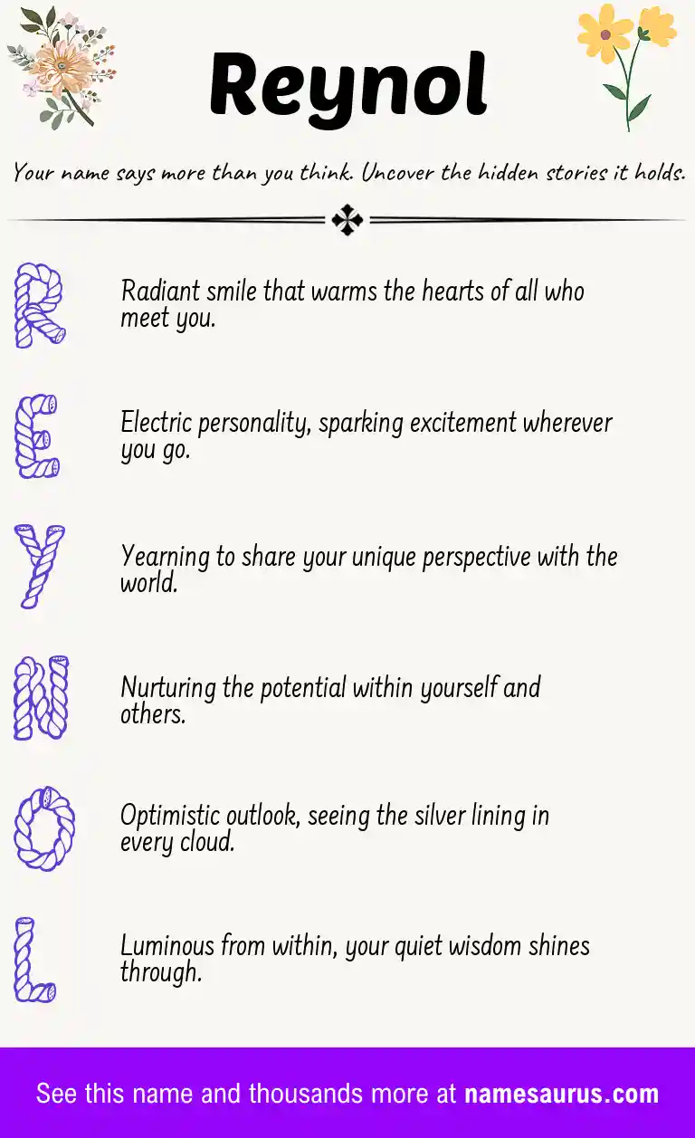 Acrostic poem about Reynol.