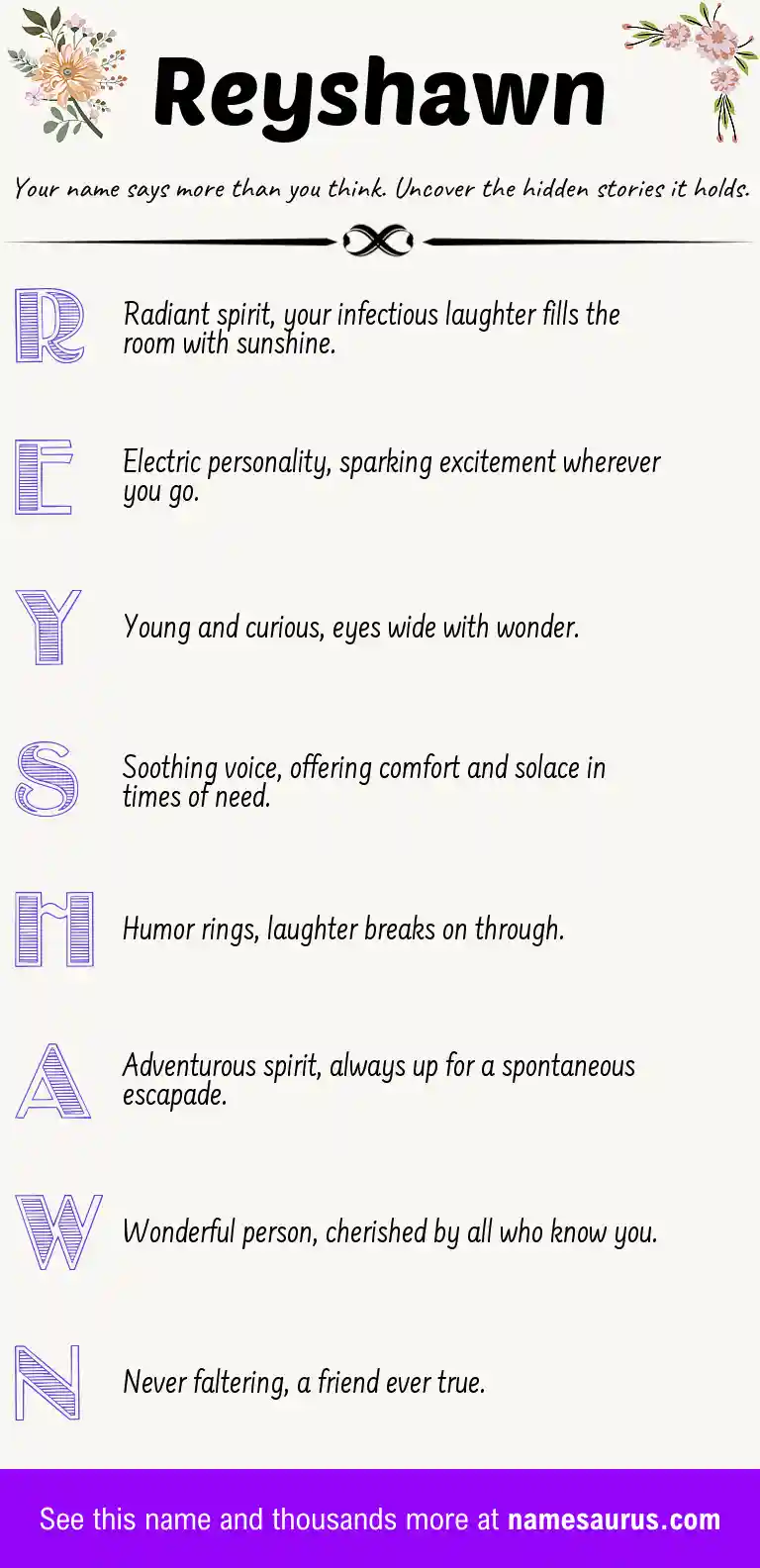Acrostic poem about Reyshawn.