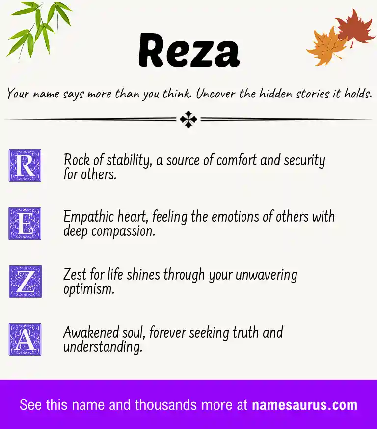Acrostic poem about Reza.