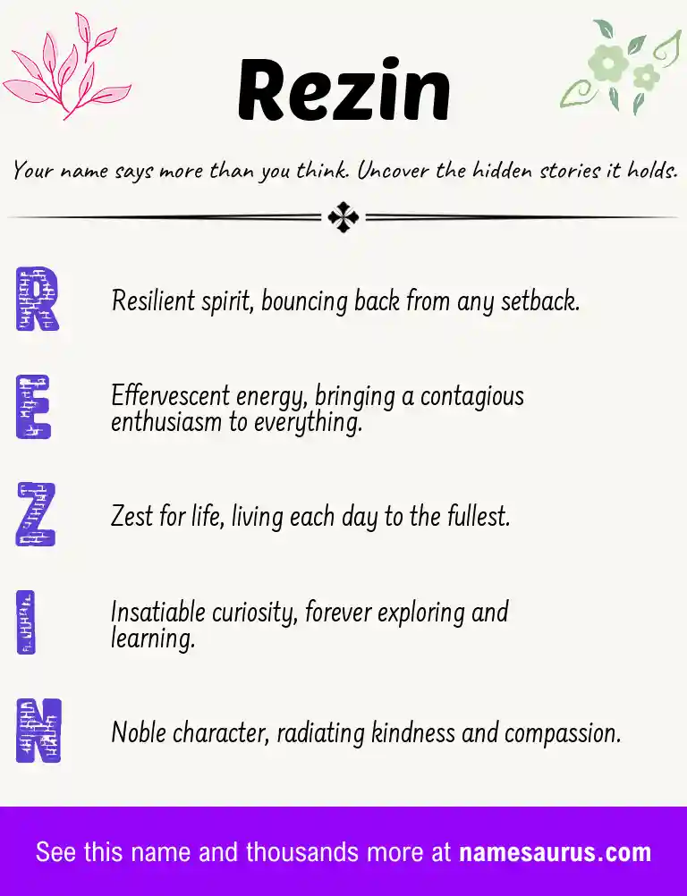 Acrostic poem about Rezin.