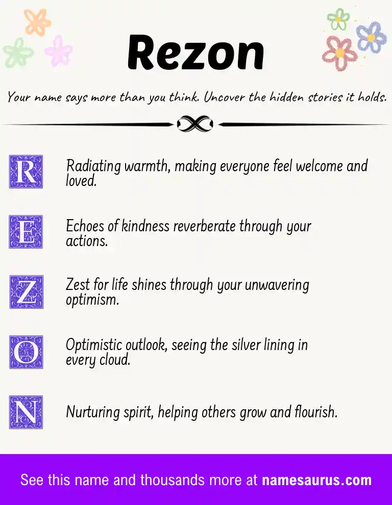 Acrostic poem about Rezon.