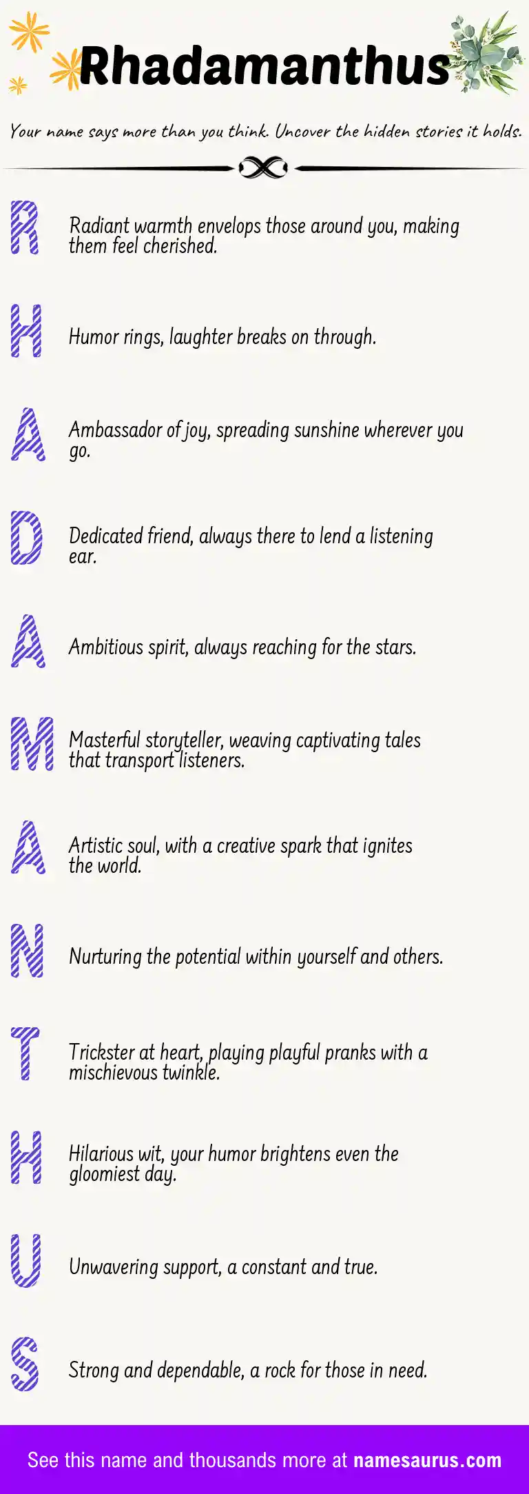 Acrostic poem about Rhadamanthus.
