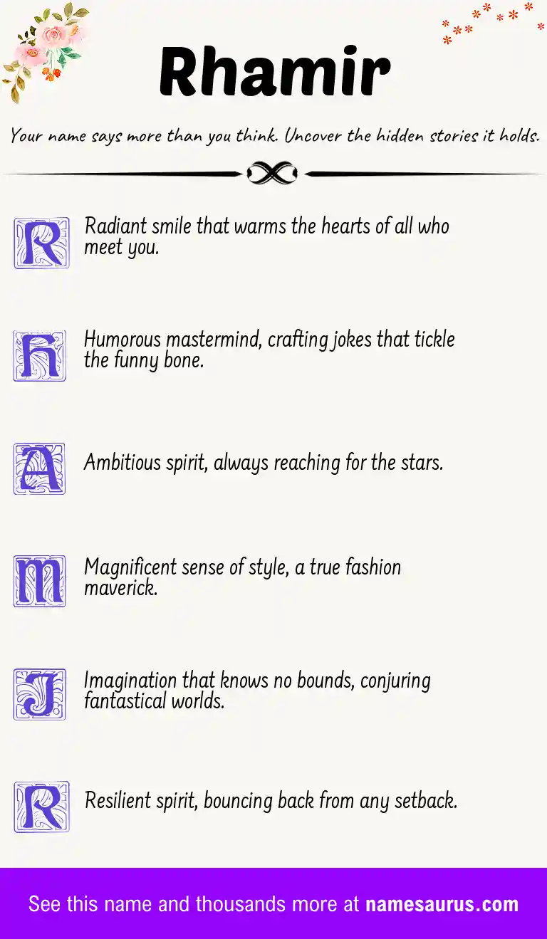 Acrostic poem about Rhamir.