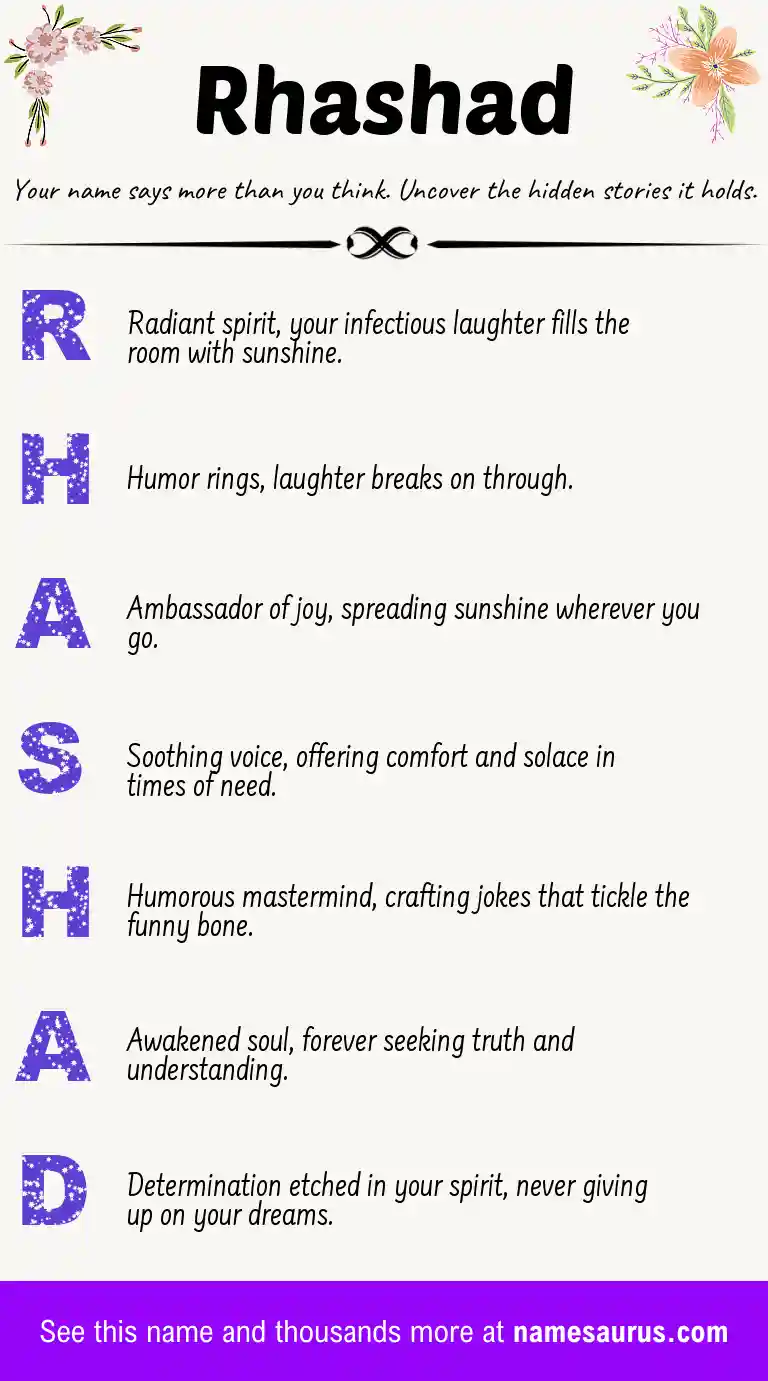 Acrostic poem about Rhashad.