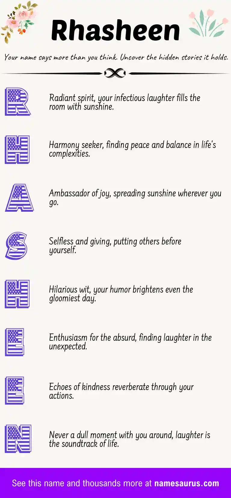 Acrostic poem about Rhasheen.