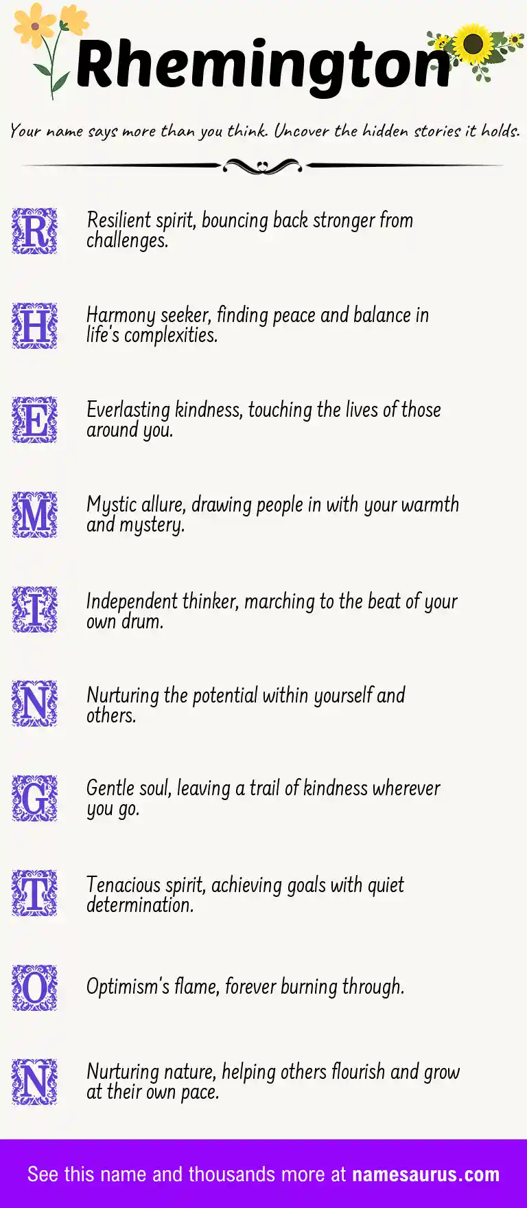 Acrostic poem about Rhemington.