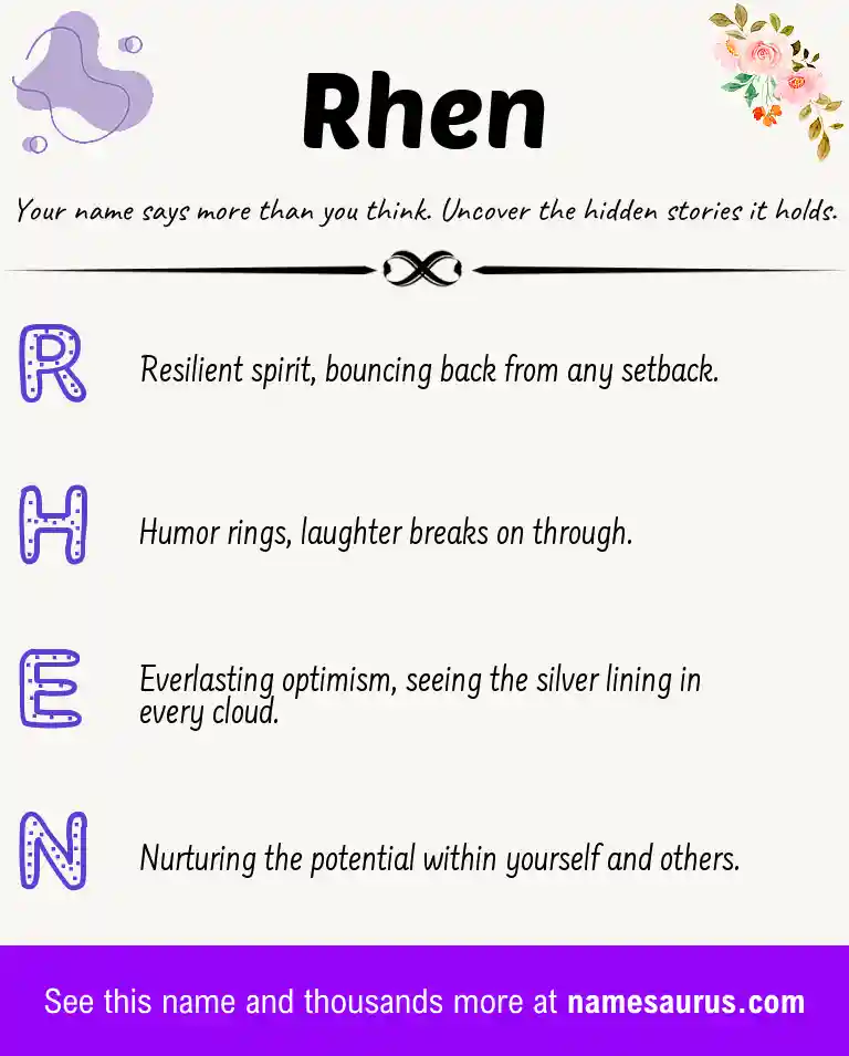 Acrostic poem about Rhen.