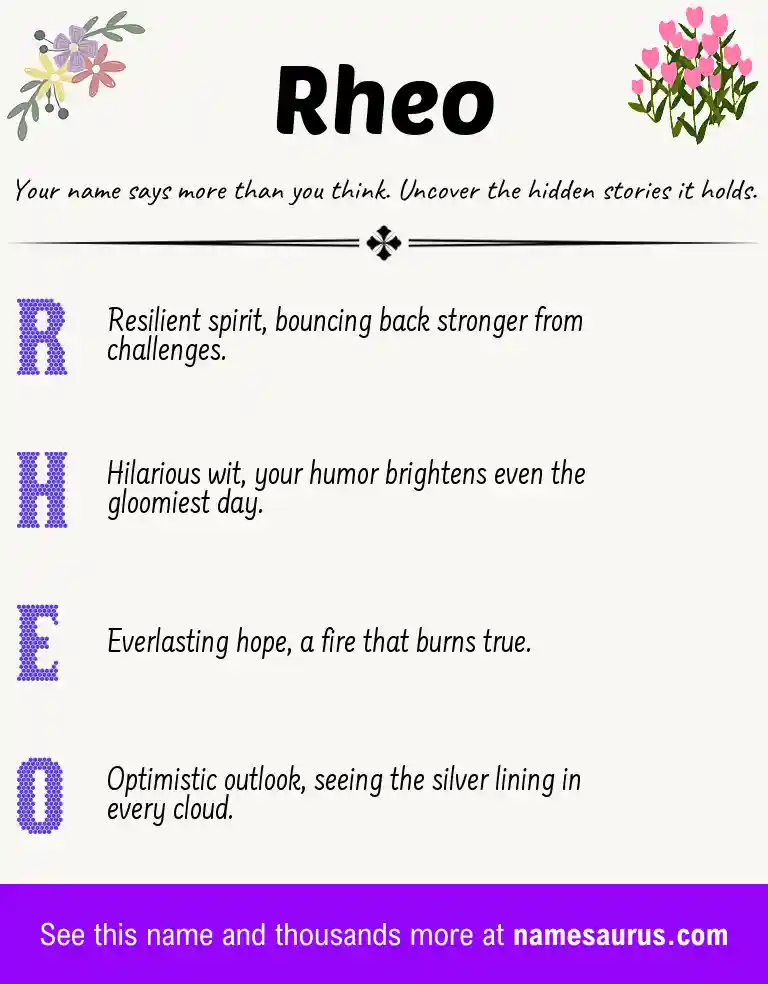 Acrostic poem about Rheo.