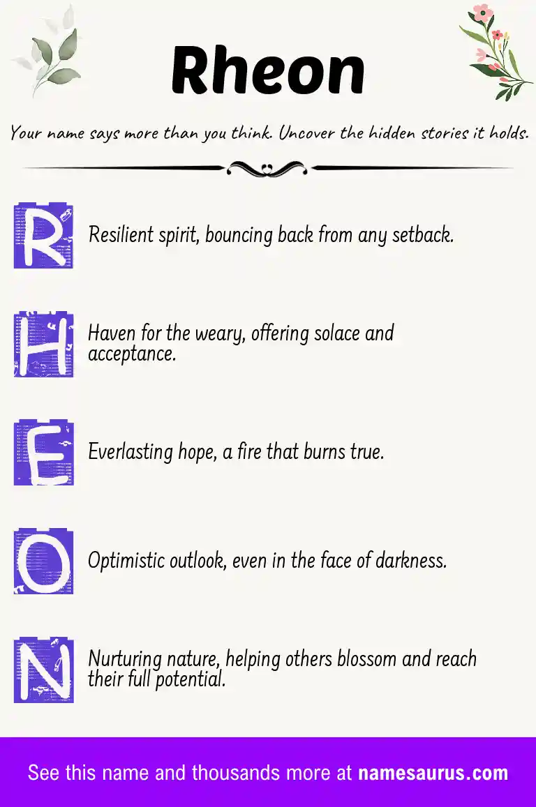 Acrostic poem about Rheon.
