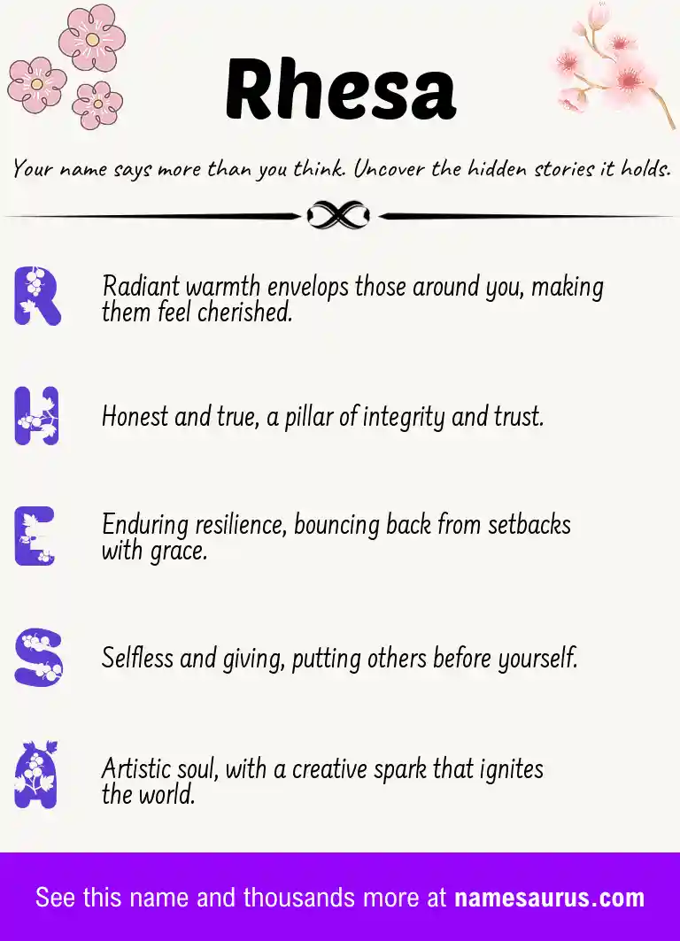 Acrostic poem about Rhesa.