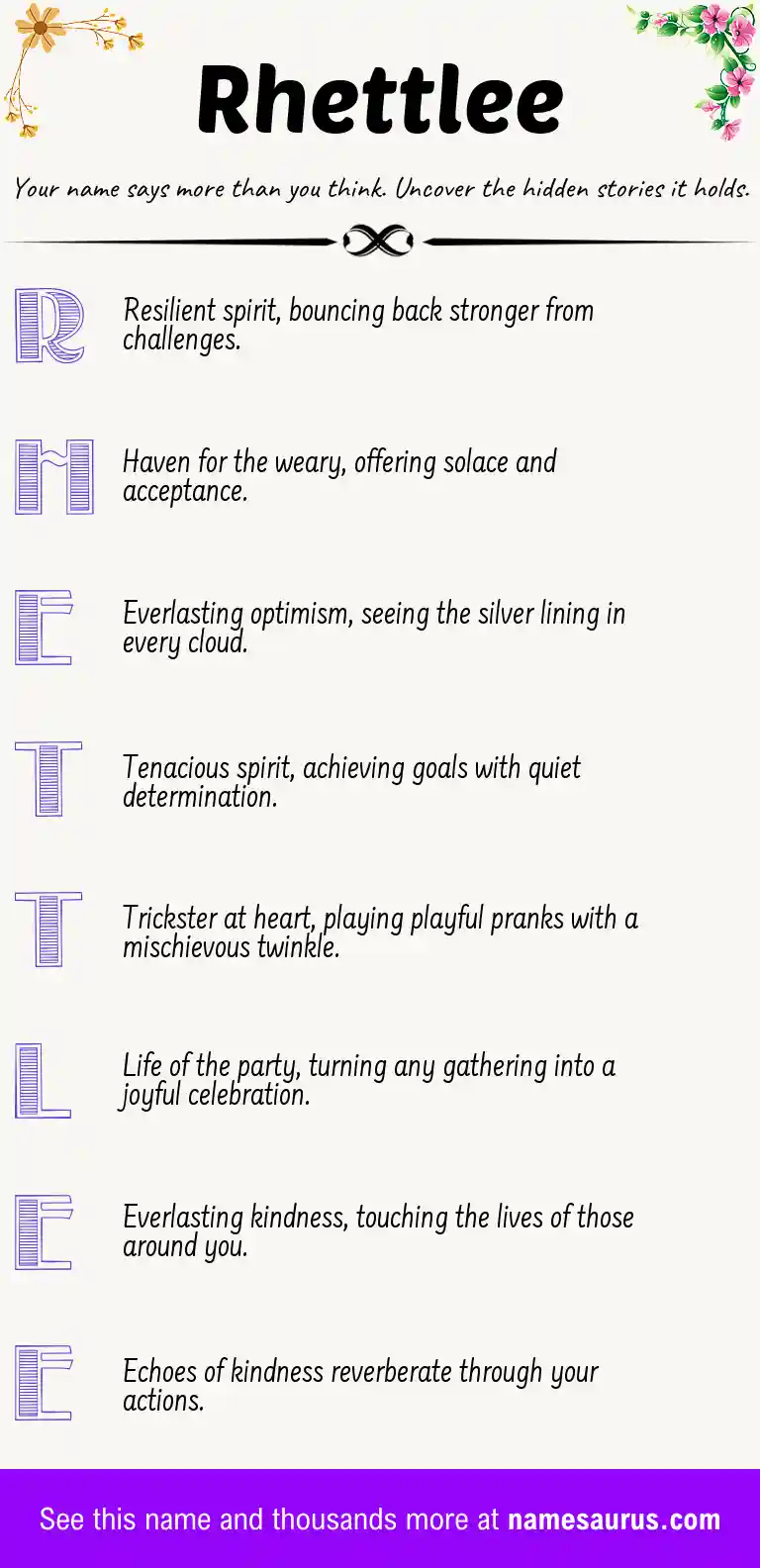 Acrostic poem about Rhettlee.