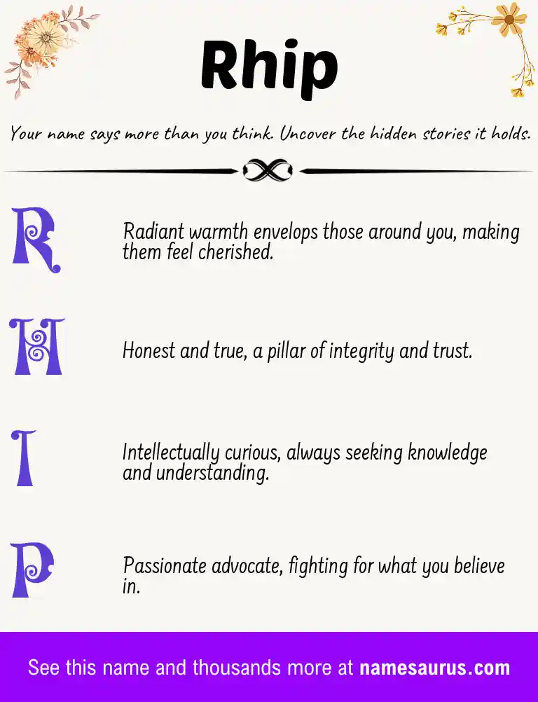 Acrostic poem about Rhip.