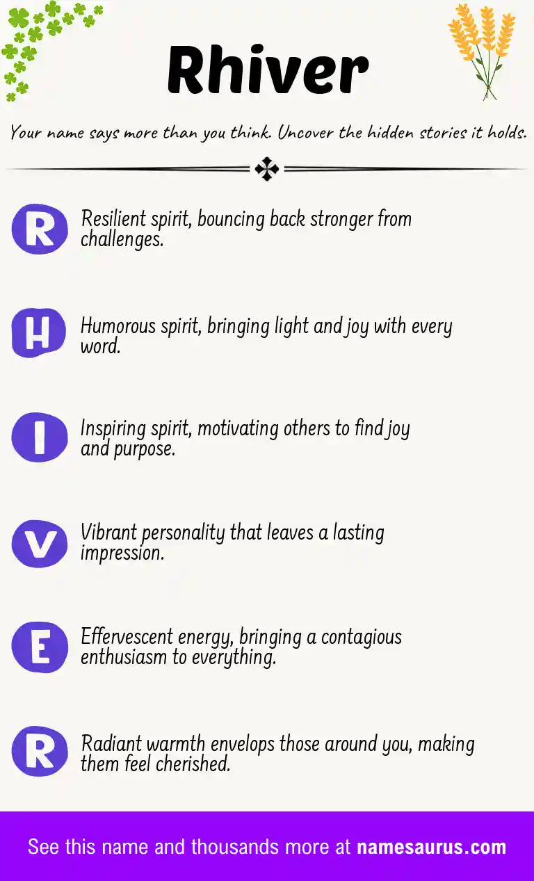 Acrostic poem about Rhiver.