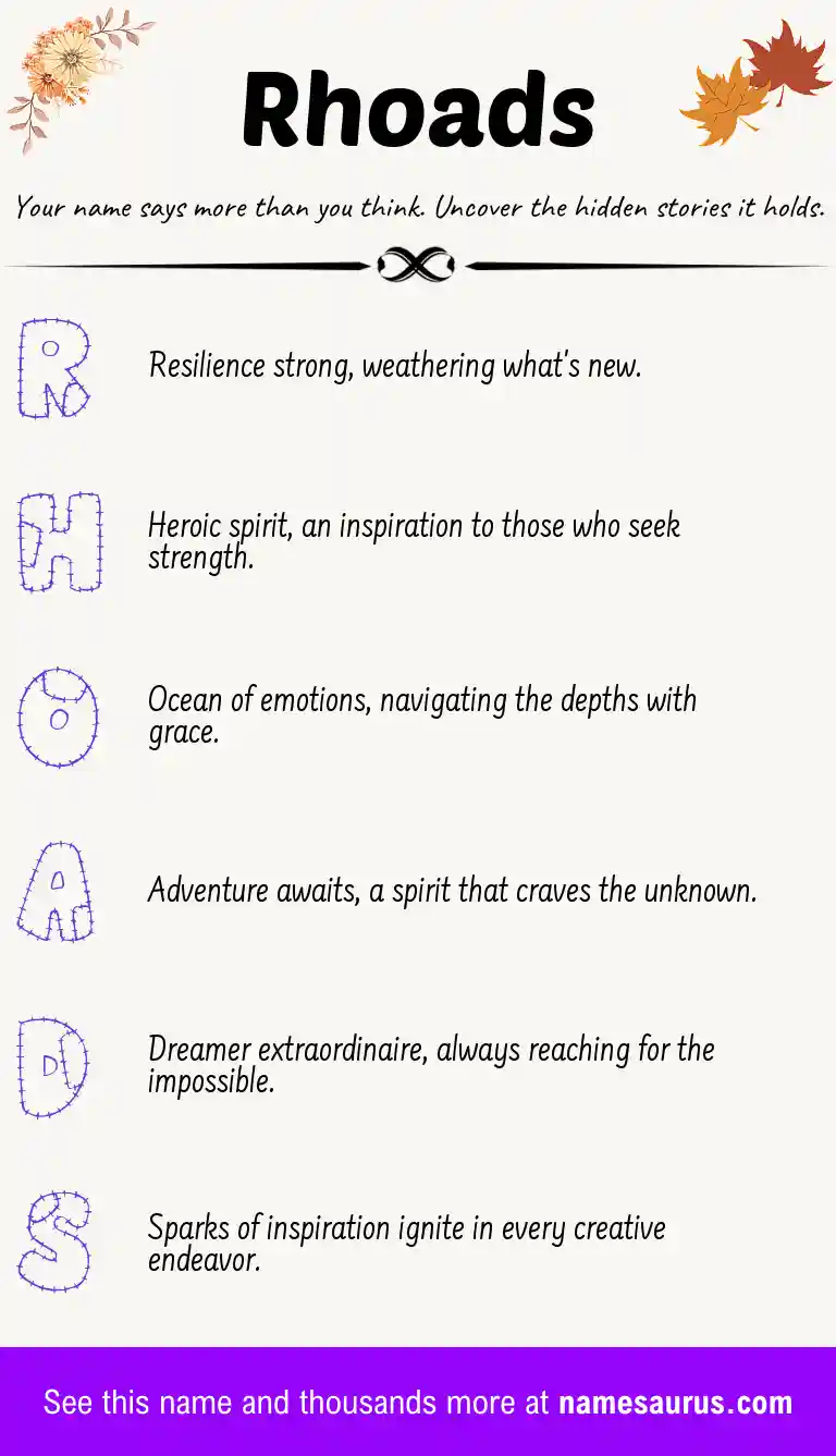 Acrostic poem about Rhoads.