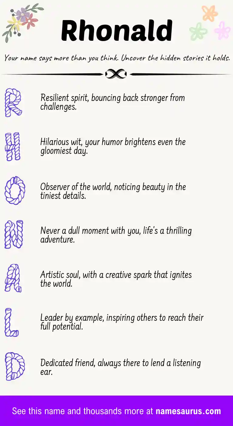 Acrostic poem about Rhonald.