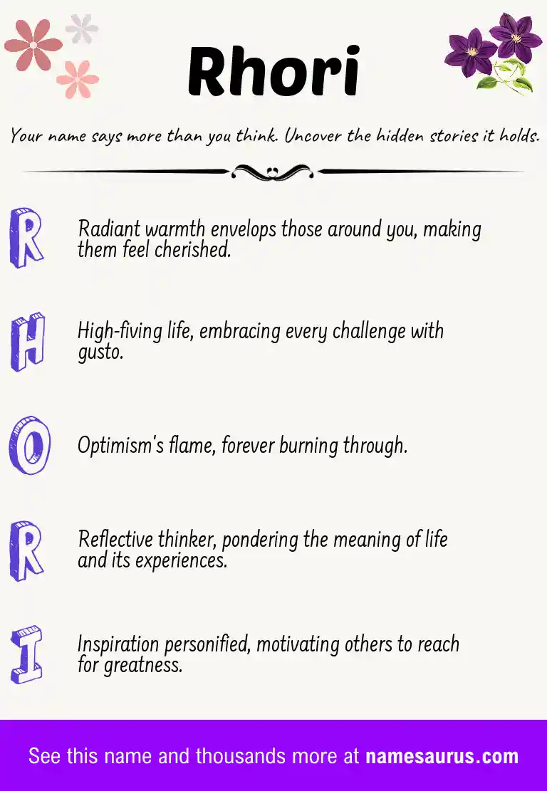 Acrostic poem about Rhori.