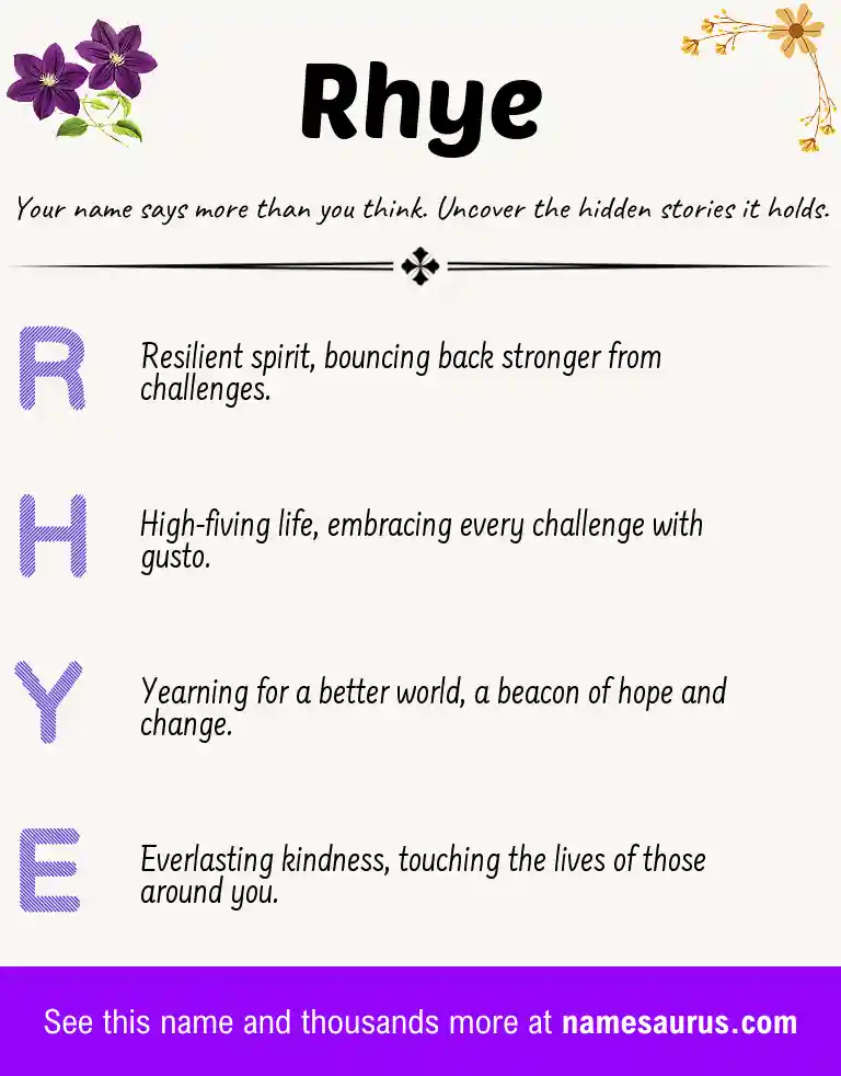 Acrostic poem about Rhye.
