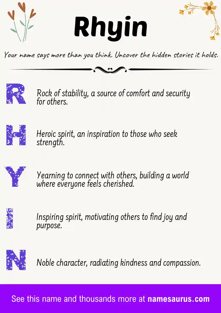 Acrostic poem about Rhyin.