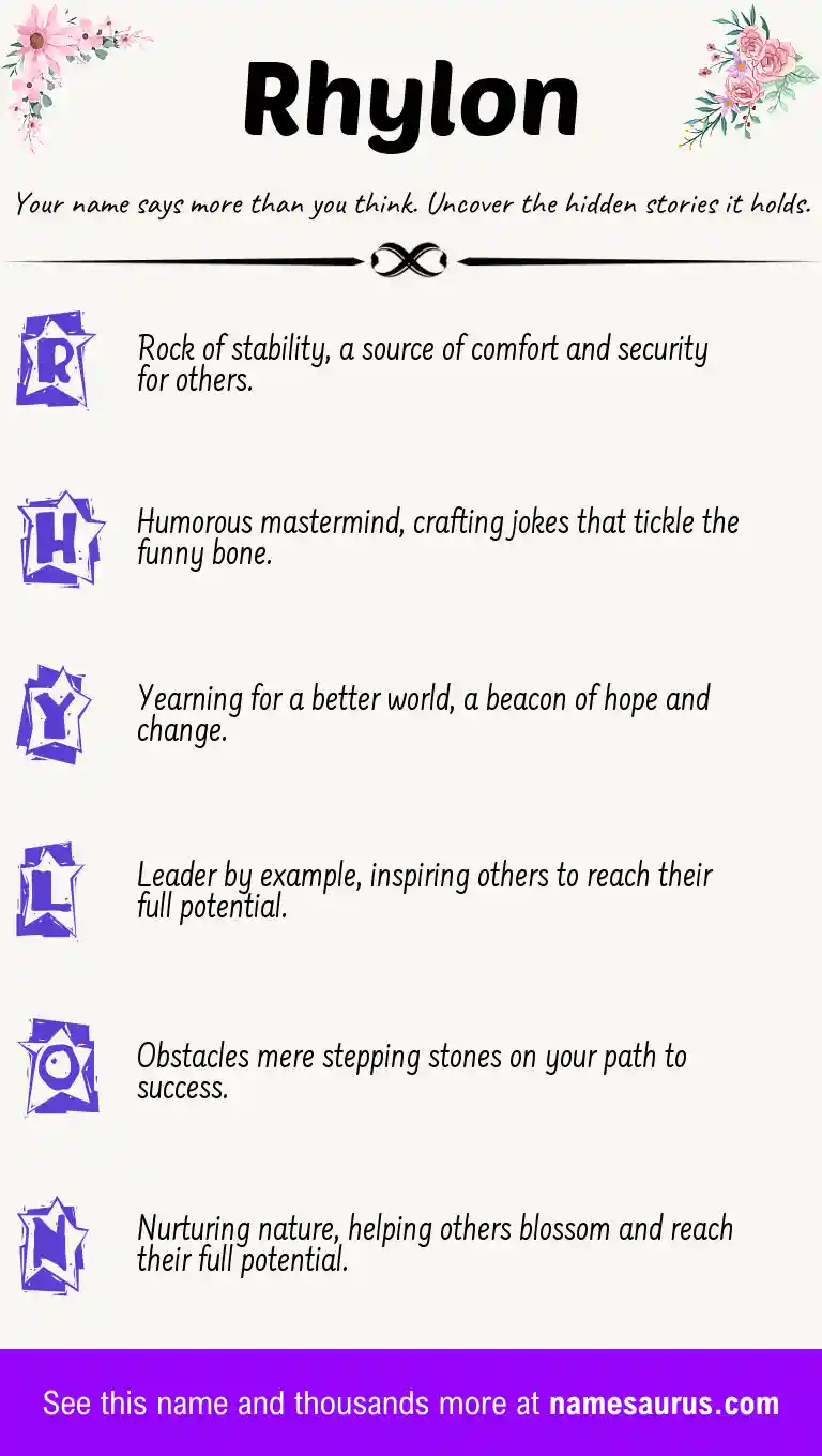 Acrostic poem about Rhylon.