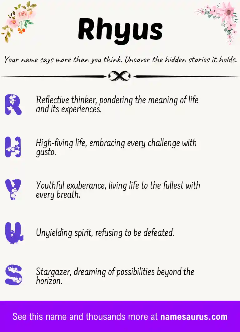 Acrostic poem about Rhyus.