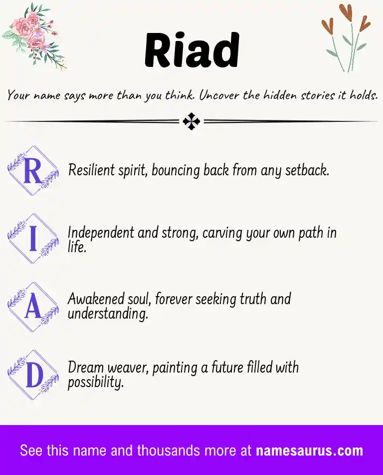 Acrostic poem about Riad.