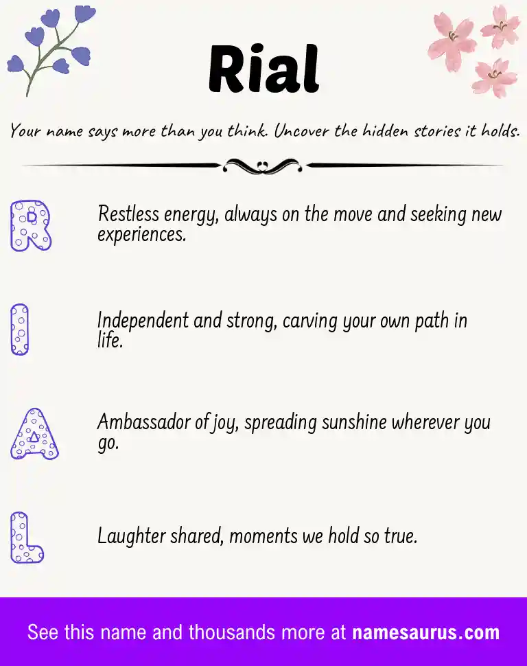 Acrostic poem about Rial.