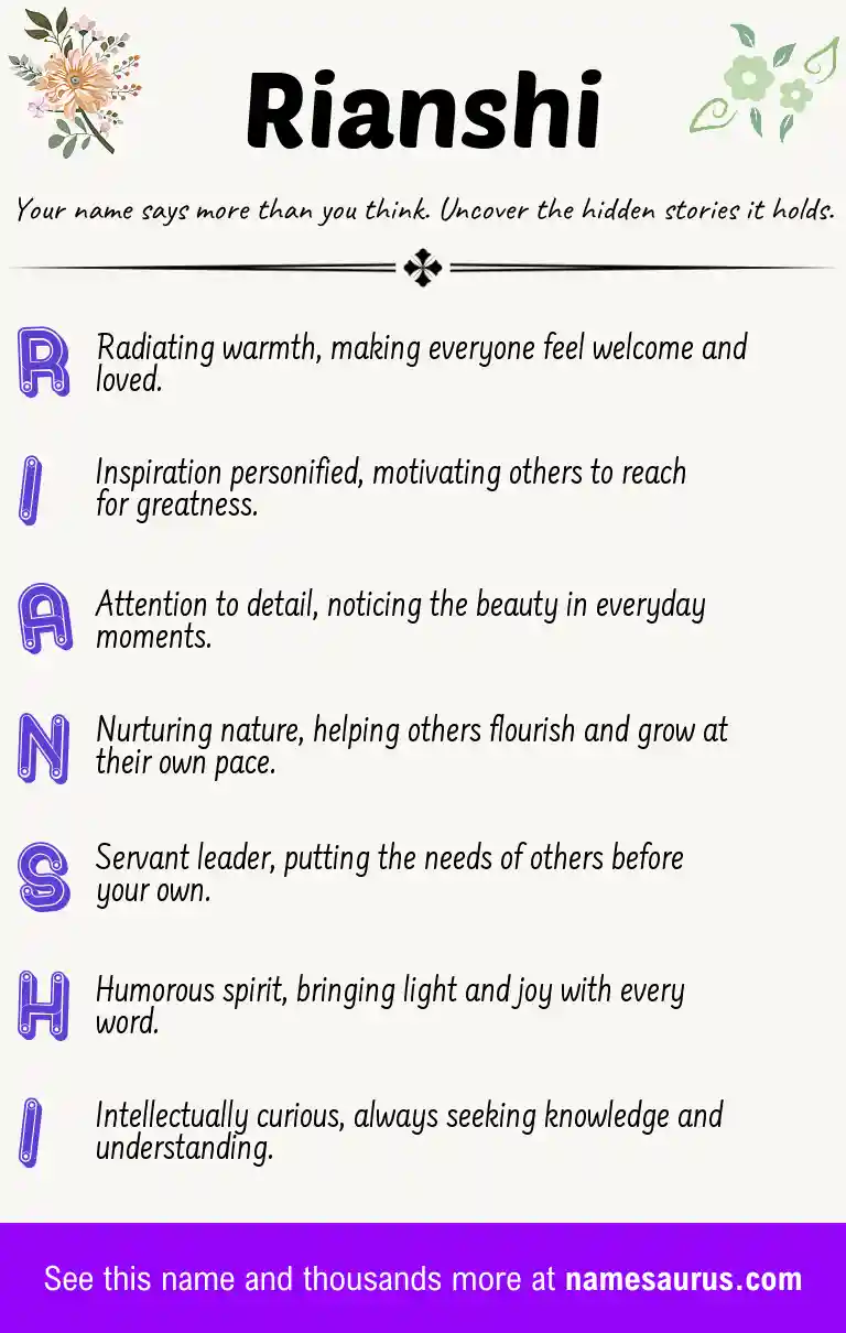 Acrostic poem about Rianshi.