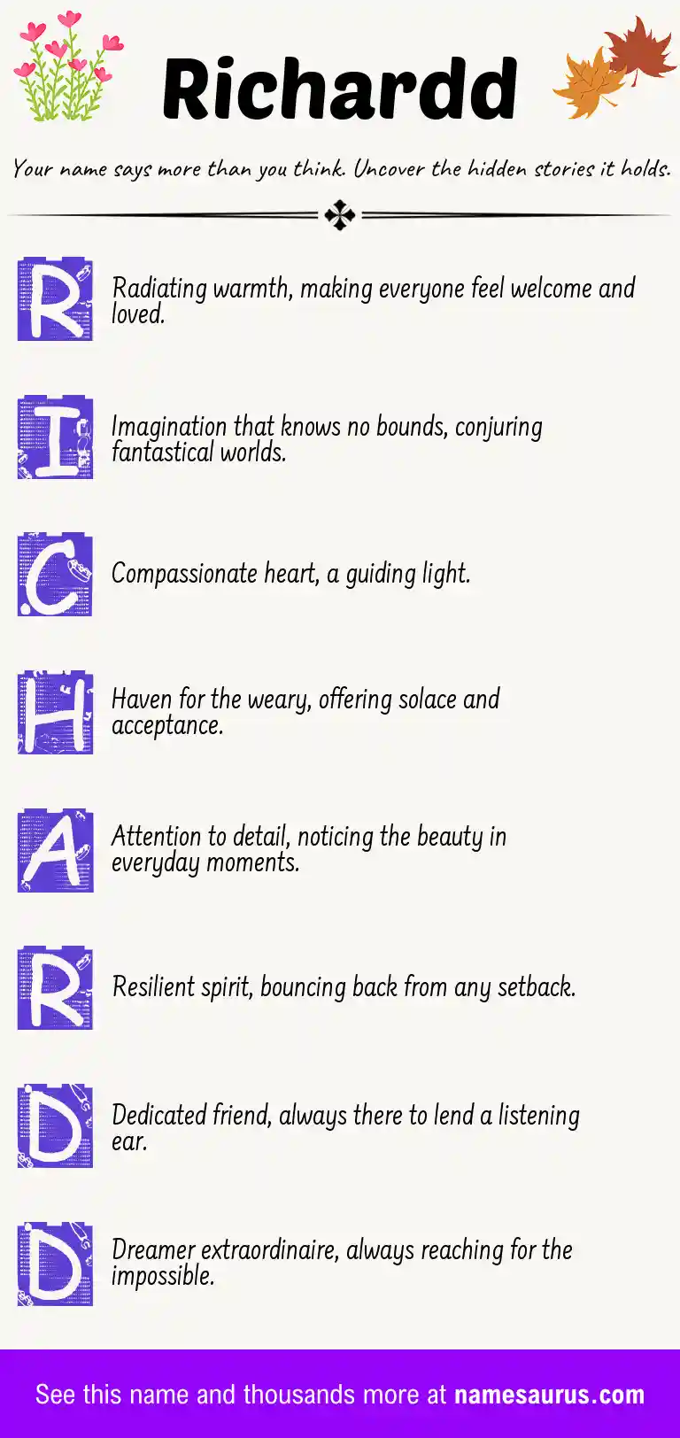 Acrostic poem about Richardd.