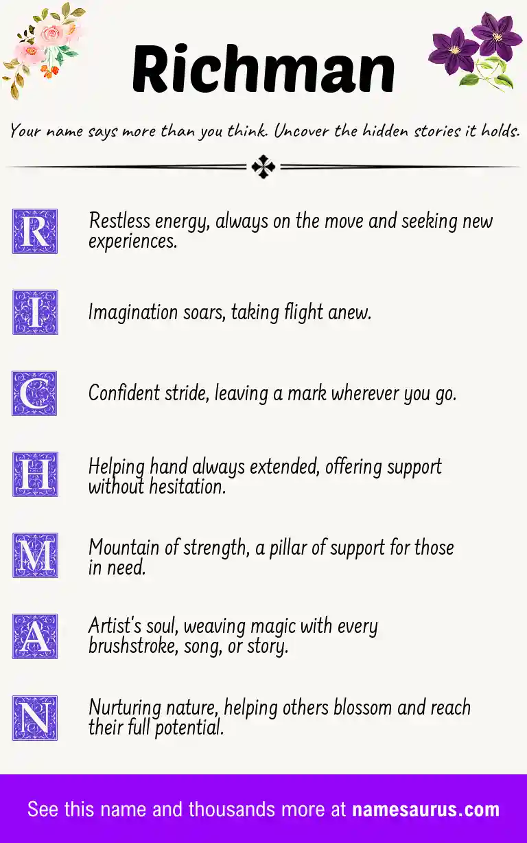 Acrostic poem about Richman.