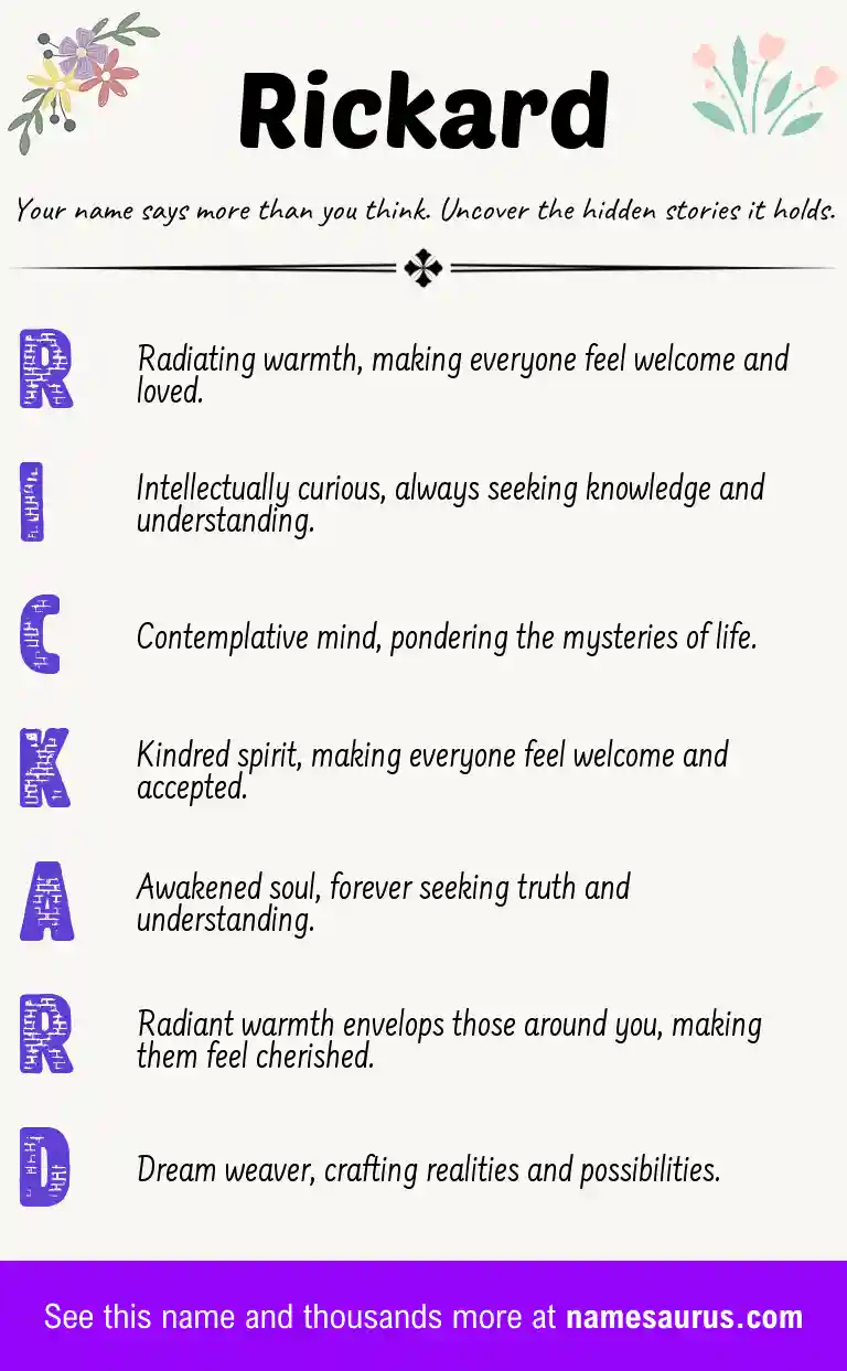 Acrostic poem about Rickard.